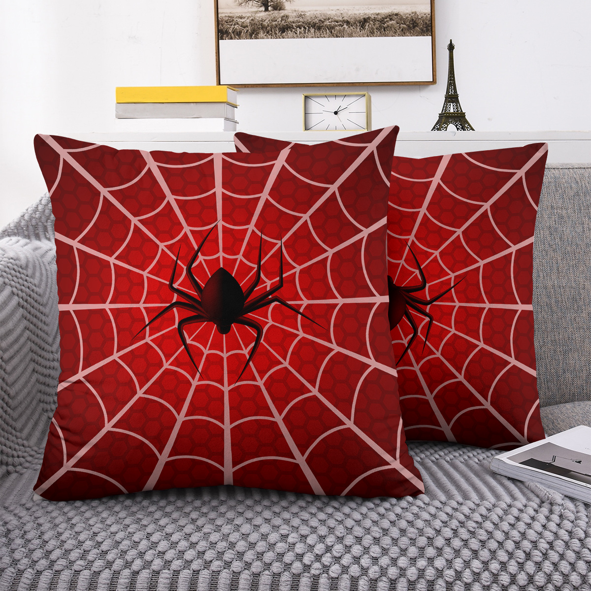 

2pcs Spider Web Design Pillow Covers, 18x18 Inch, Soft Short Plush, Dual-sided Print, , Zip Closure, Machine Washable - Ideal For Sofa, Bedroom, Living Room Decor (inserts Not Included)