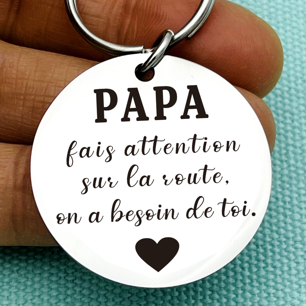

French Papa Keychain Gifts Father's Day Gifts Daddy Dad Birthday Christmas Keyring Thanksgiving Gifts