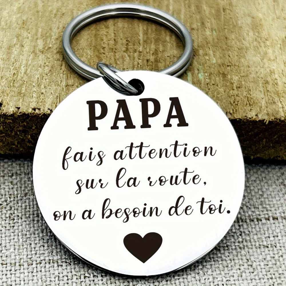 

1pc French Papa Round Keychain, Father's Day, Birthday, Christmas, Thanksgiving Gifts