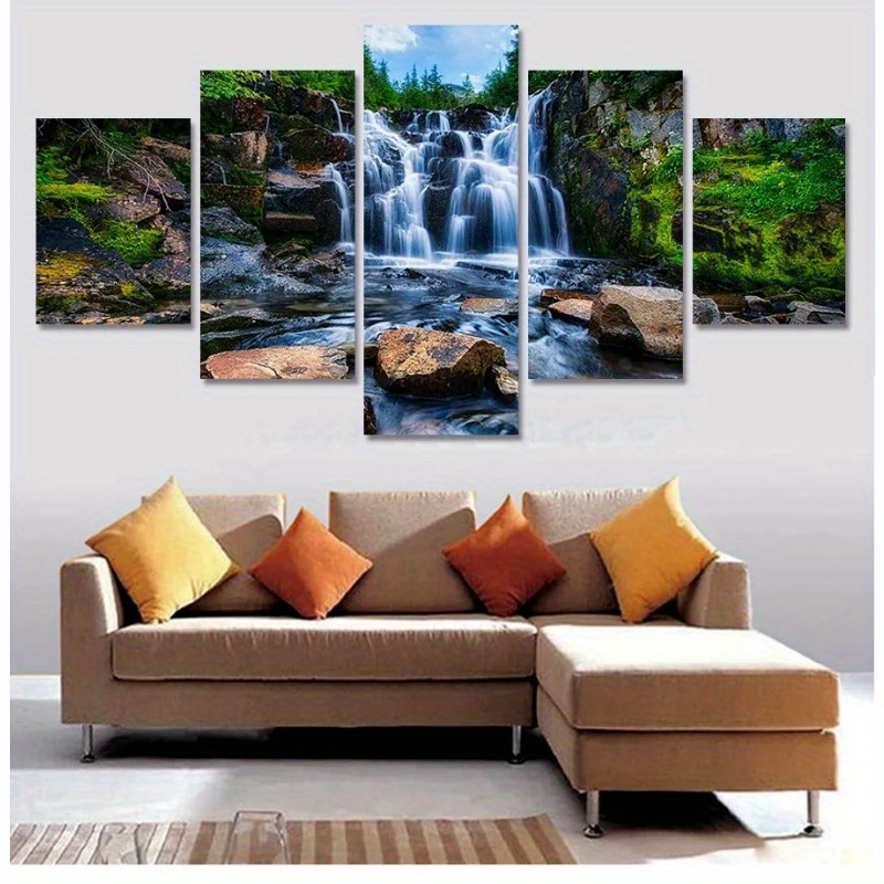 

5pcs Full Square/round Diamond Painting Kit Handmade Landscape Painting Large Size Acrylic 5d Diy Multi-picture Combination Embroidery 5d Decor