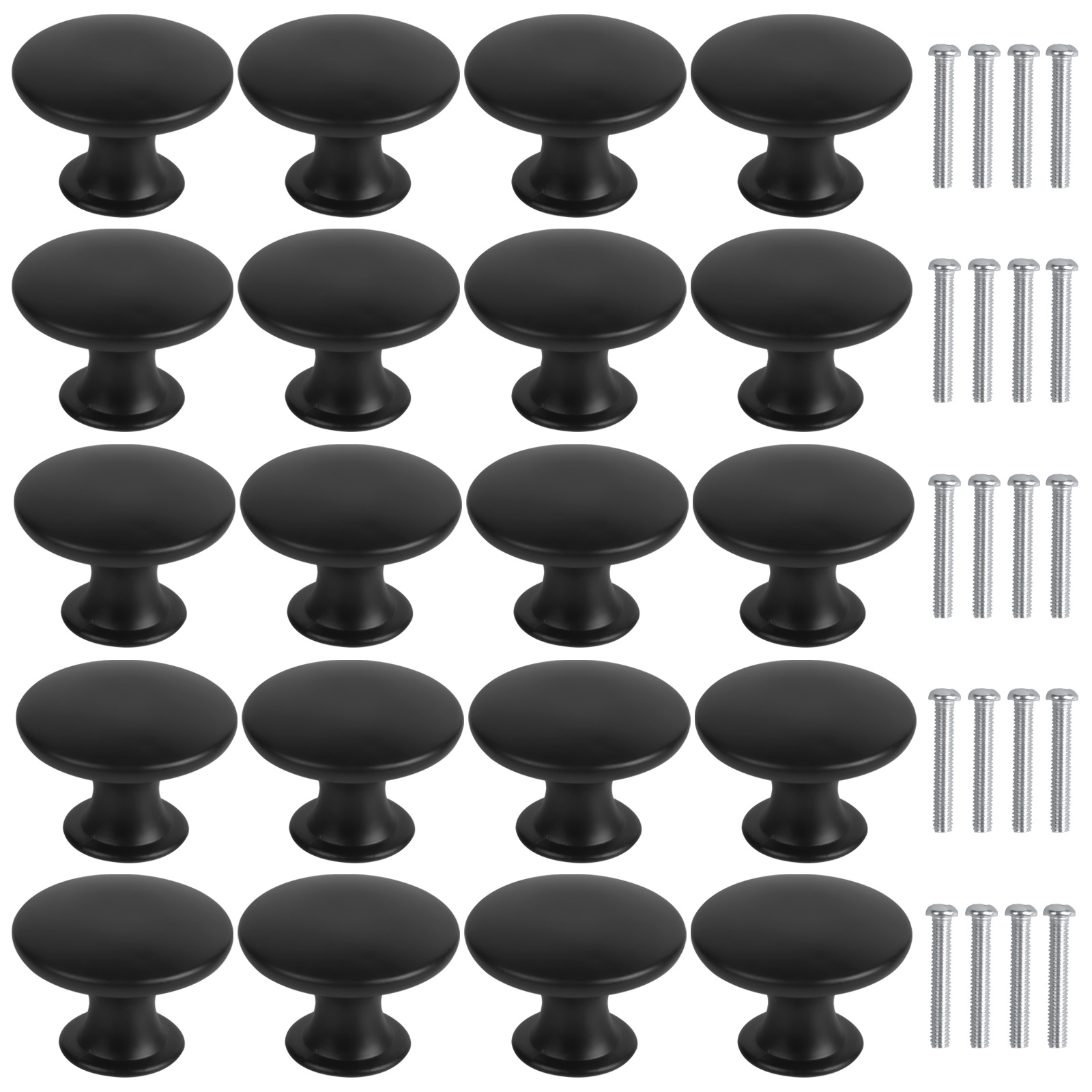 

20pcs Matte Black 30mm Round Cabinet Knobs - Vintage Style Metal Alloy Drawer Pulls For Kitchen, Bathroom & Bedroom With Screws Included