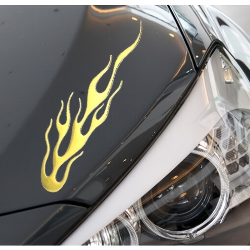 

2pcs 3d Flame Fire Reflective Sticker For Cars And Motorcycles - Add Style And Safety To Your Ride