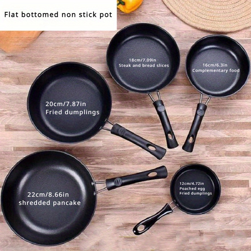 

1pc Flat Bottom Deepened Iron Pot, Non-stick Pot, 12-20cm Household Gas Stove Pancake Pot, Suitable For Electromagnetic Stove And Gas Stove