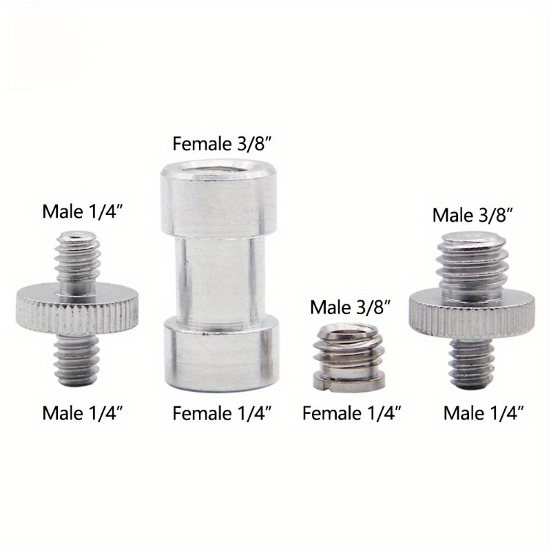 4pcs Male To Female Screw Adapter 1/4" 3/8" Mount Set Thread Screw Adapters For Camera Tripod Light Stand
