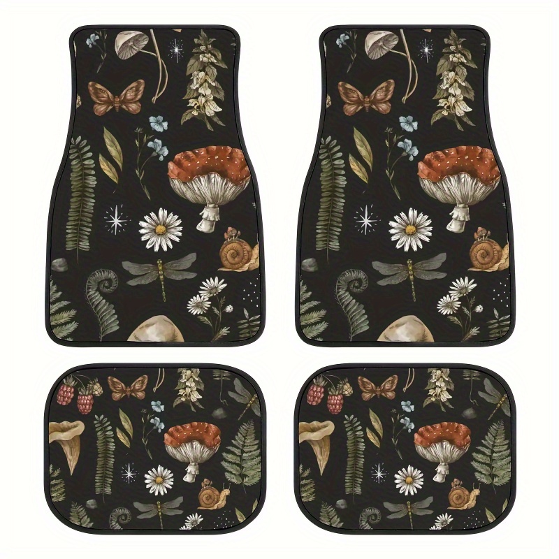 

4pcs Daisy Mushroom Pattern Car Floor Mats, Fashion Simple Dirty Resistant Non-slip Easy To Clean Universal Floor Mats