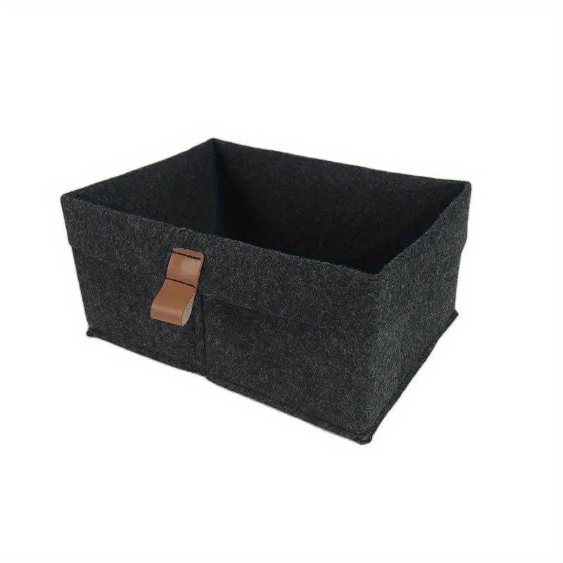 1pc Classic Felt Fabric Desktop Storage Baskets, Multi-Purpose Organizers For Pens, Sundries, Cosmetics, Flower Basket - Bedroom &amp; Countertop Organization With Leather Accents