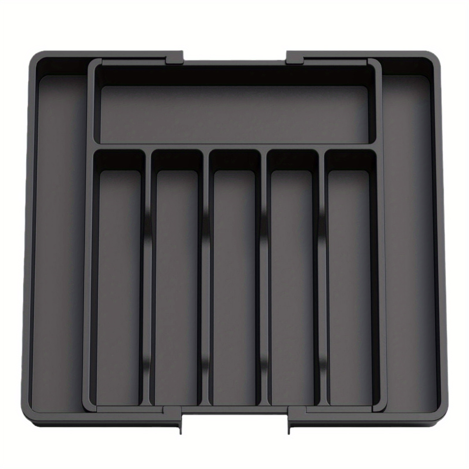 

Expandable Kitchen Drawer Organizer, Adjustable Flatware And Utensil Tray, Bpa-free Plastic Silverware Storage With Knife Rest, Home Use Cutlery Holder - Black