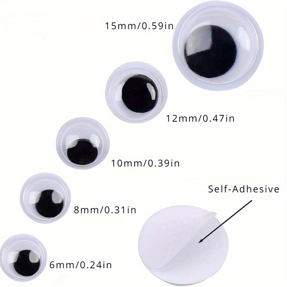 100pcs Black Wiggle Eyes - Self-Adhesive Plastic Halloween Accessories for Costumes, Parties, and Pranks, Party Eye Accessories | Playful Eye Design | Durable Plastic