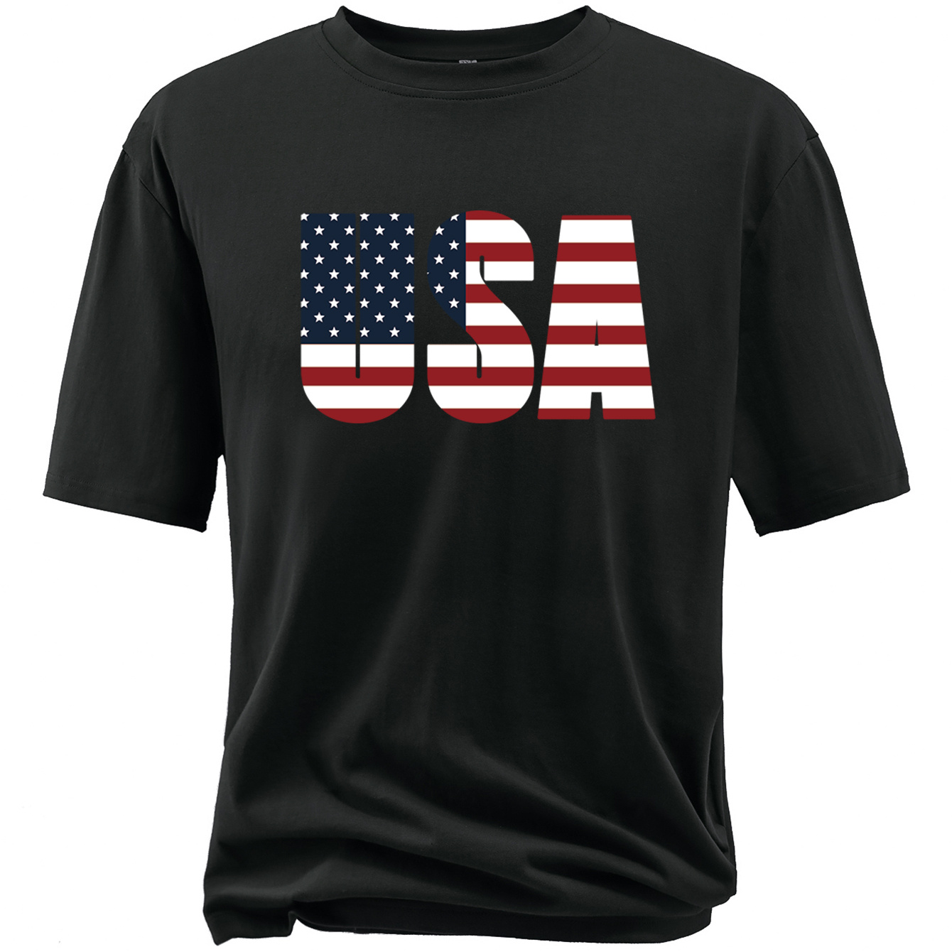 

Plus Size T-shirt For Males, Usa""graphic Print Short Sleeve Tees For Big & Tall Males, Outdoor Sports Top