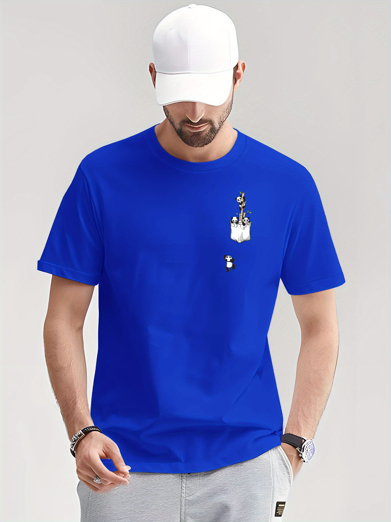 Cartoon Cute Pandas Pattern Print Men's Fashionable Creative - Temu