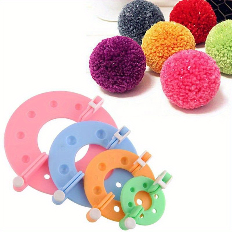 

4pcs Pom Pom Maker Set - Assorted Sizes, Easy Diy Craft & Knitting Tool For Fluffy Balls, , Plastic, Clover, Sewing Tools