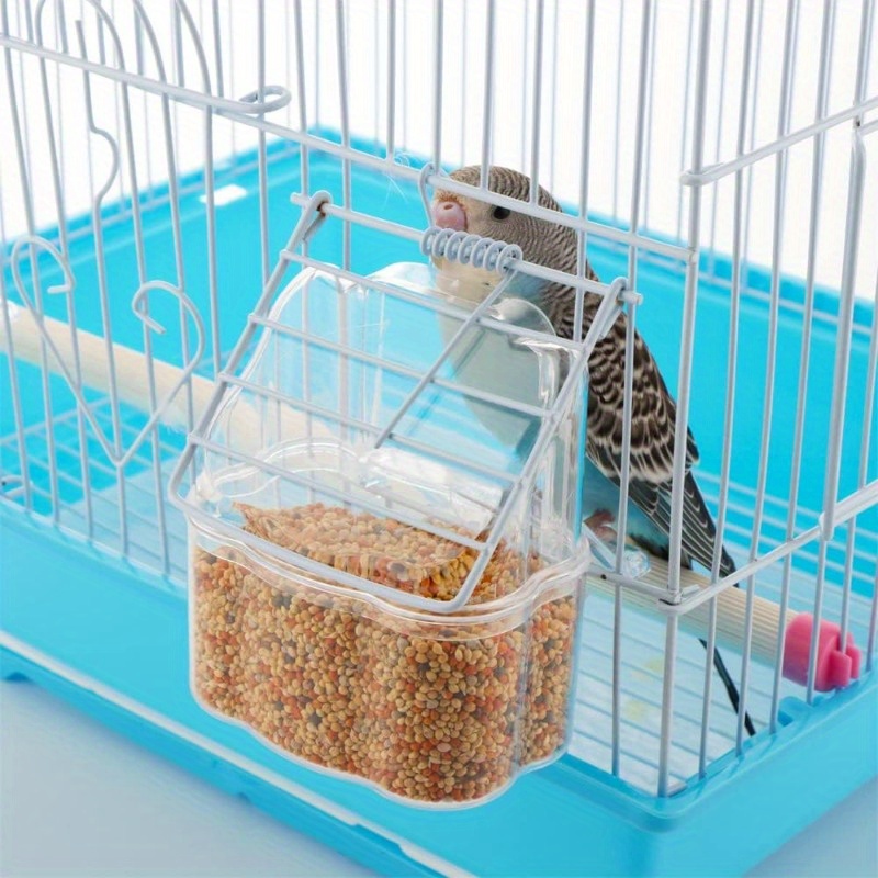 

1pc Transparent Bird Feeder Accessory, Hanging Cup, For Feeding And Watering, Suitable For Small Birdcages With Spring Doors