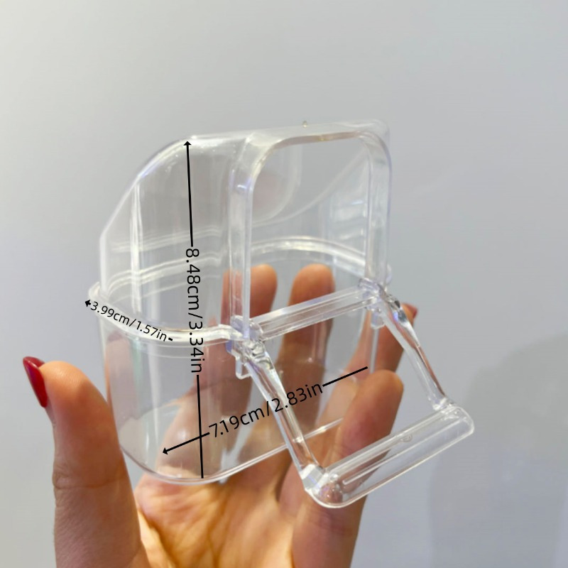 1pc Transparent Bird Feeder Accessory, Hanging Cup, For Feeding And Watering, Suitable For Small Birdcages With Spring Doors (2 Types By Random)