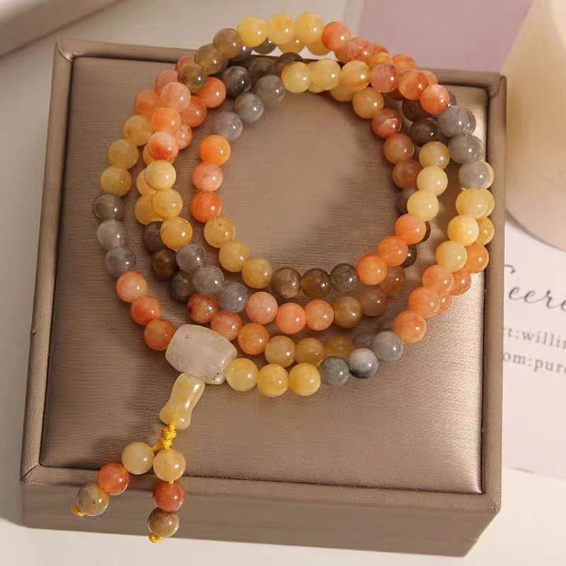 

108-bead Mala/japamala Natural Stones Design Bracelet Vintage Bohemian Style For Women Summer Daily