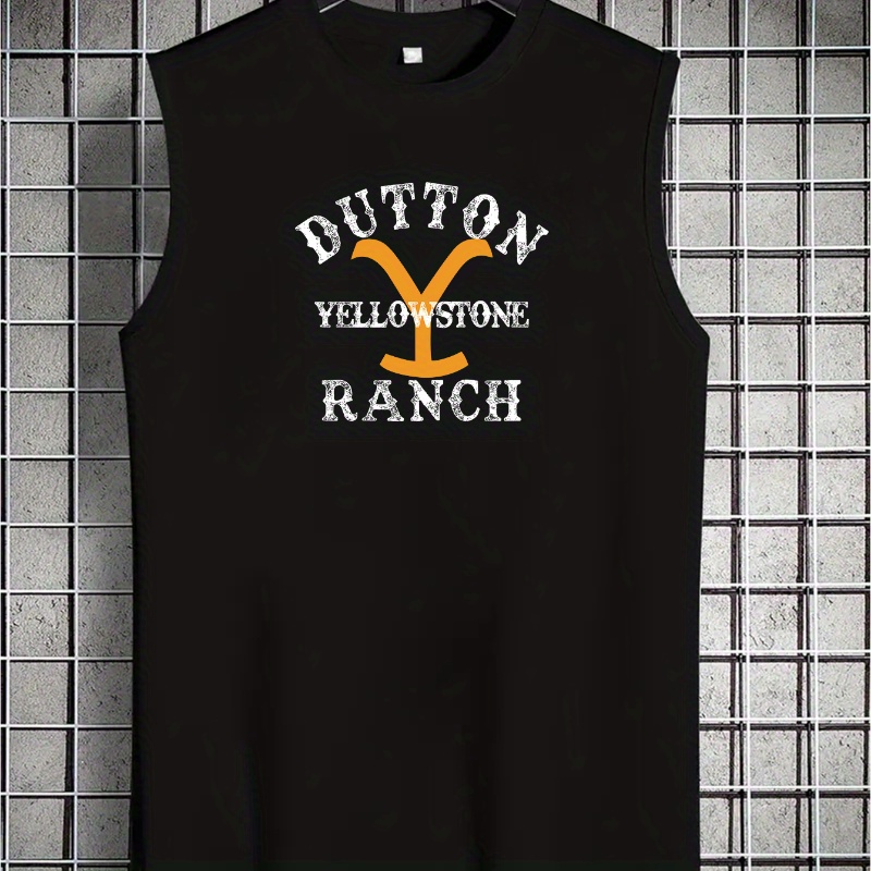 

Button Yellowstone Panch Print Men's Quick Dry Moisture-wicking Breathable Tank Tops Athletic Gym Bodybuilding Sports Sleeveless Shirts For Workout Running Training Men's Clothing