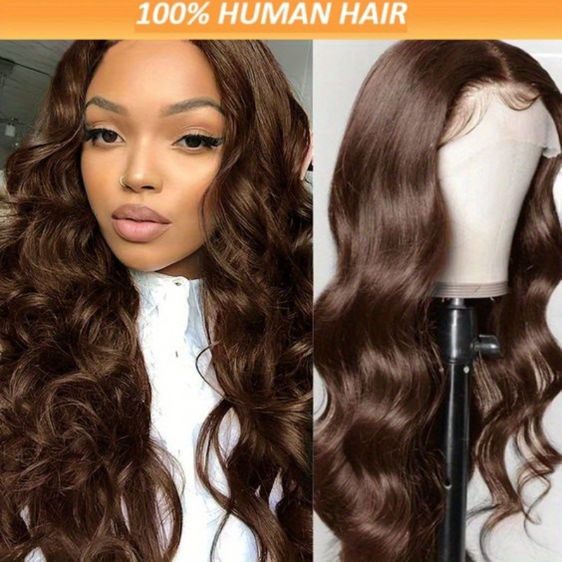 Brazilian Virgin Chocolate Brown Body Wave Lace Front Wig 150% Density ...