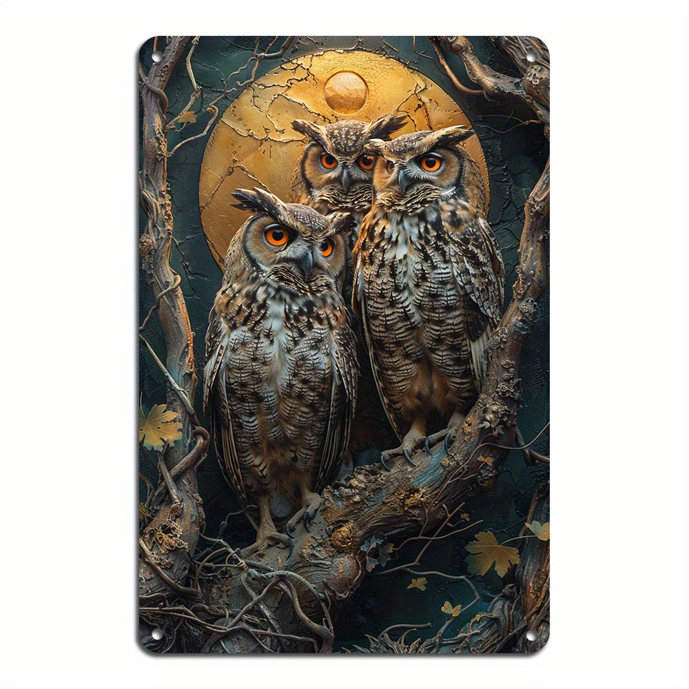 

1pc, 3 Owls Wall Art Retro Tin Sign Wall Decor Signs Aluminum Metal Tin Sign, Indoor/outdoor Decor(8x12inch/20*30cm)