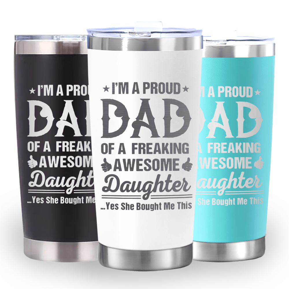 

Father's Day Stainless Steel Cups For Dad From A Daughter, Birthday Gifts For Dad, Double Stainless Steel Insulated Travel Cups, Best Dad Gifts, 3 Colors Available, 20oz For Hotel