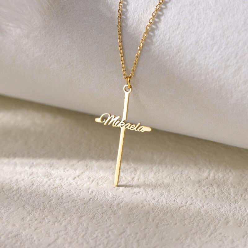 Custom customized name pendant necklace simple cross temu canada