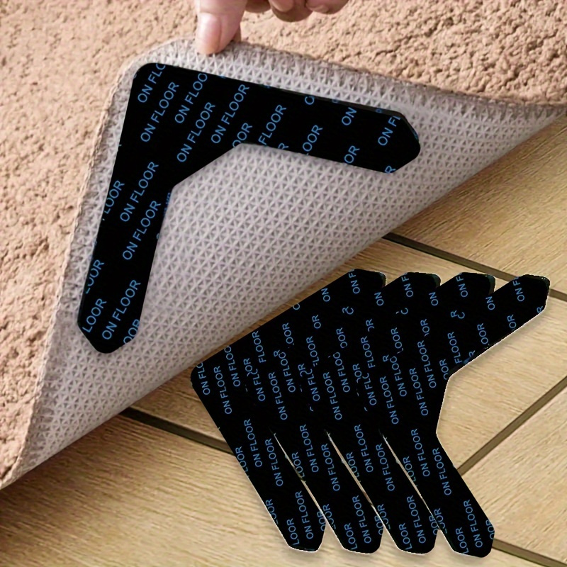 4 8pcs high quality non slip anti drill carpet stickers suitable for living room dining room bathroom rugs prevent rugs from moving and rolling edges details 0