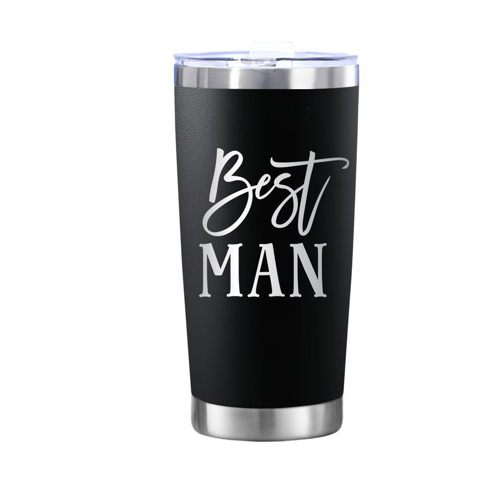 

1pc Best Man Black 20oz Drink Tumbler, Engraved Stainless Steel Travel Mug, Funny Quote Gift Idea, Valentine's Day New Year Festival Gift, Drinkware For Restaurants, Cafes