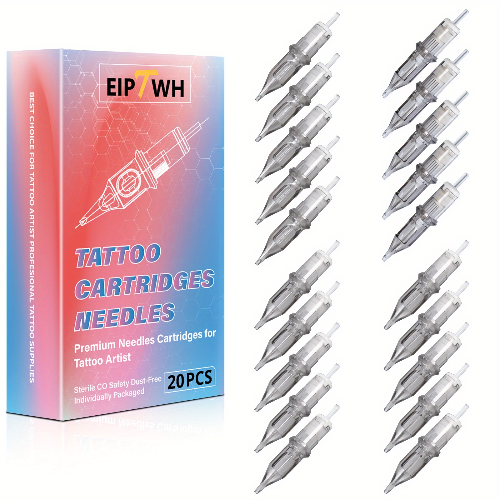 

Eiptwh Premium Tattoo Needles Catridges, 20pcs Round Magnum Disposables Tattoo Cartridges Needles For Tattoo Gun, Magnum Tattoo Needles With Membrane
