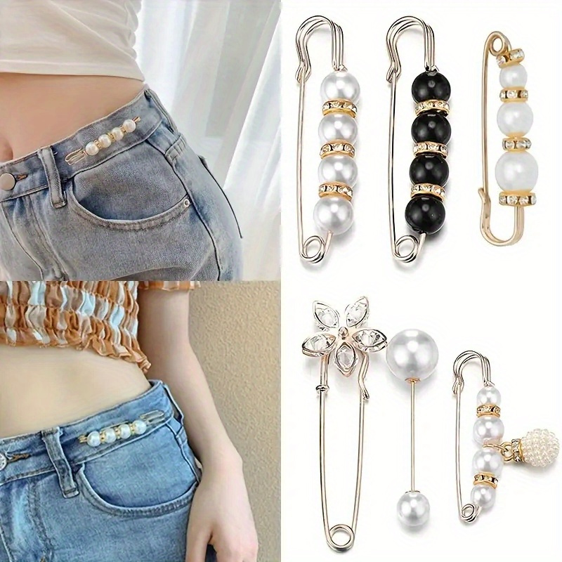 13PCS Brooch Pins, Sweater Shawl Hat Clip Neckline Pins Double Faux Pearl Brooches For Women daily use Fashion Cover Up Buttons Clothing Dress Decoration Accessories Pant Waist Tightener Safety Pins details 13