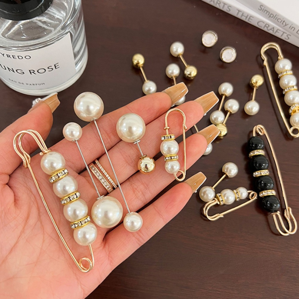 13PCS Brooch Pins, Sweater Shawl Hat Clip Neckline Pins Double Faux Pearl Brooches For Women daily use Fashion Cover Up Buttons Clothing Dress Decoration Accessories Pant Waist Tightener Safety Pins details 5