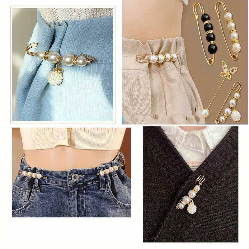 13PCS Brooch Pins, Sweater Shawl Hat Clip Neckline Pins Double Faux Pearl Brooches For Women daily use Fashion Cover Up Buttons Clothing Dress Decoration Accessories Pant Waist Tightener Safety Pins details 11