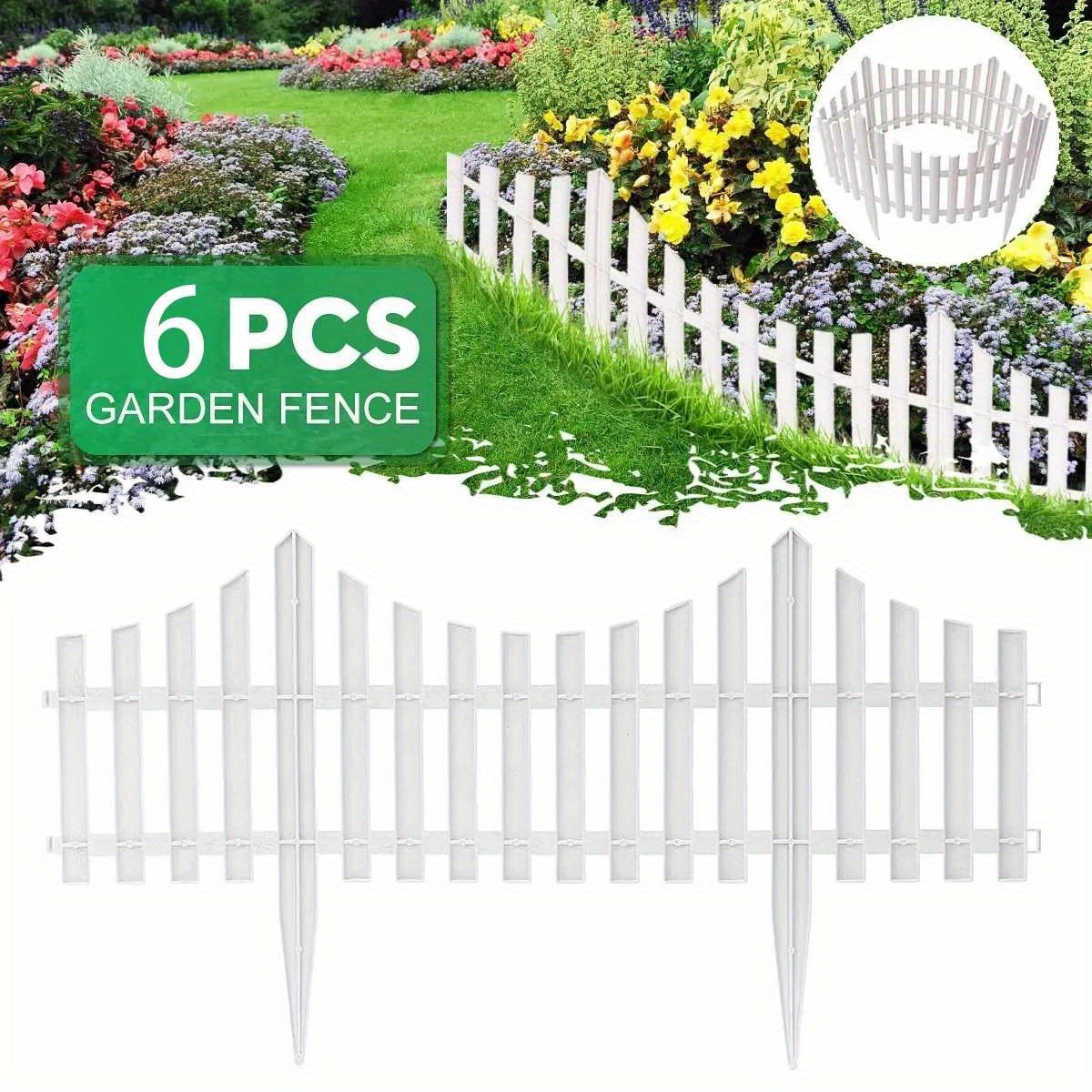 

1pc/4pcs Plastic Garden Fence, Decorative Flower Border Edging, 23.62in X 11.26in, White Picket Style For Outdoor & Indoor Use