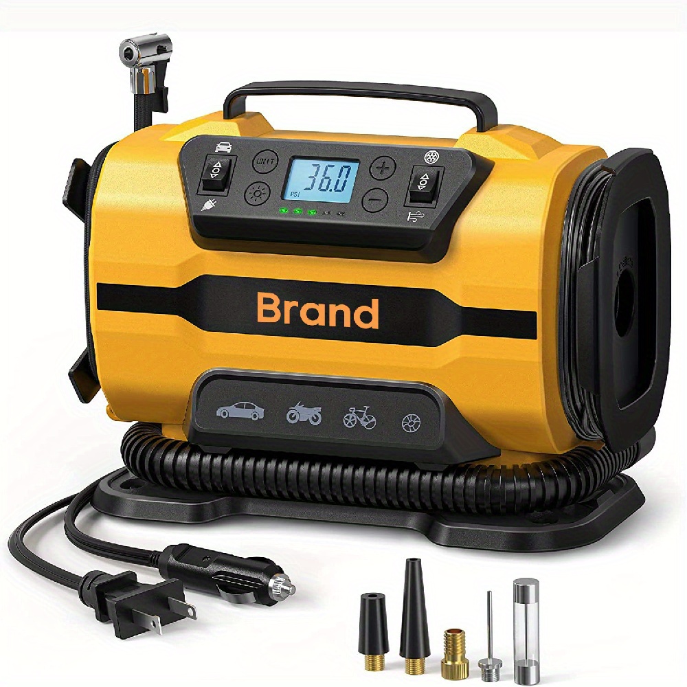 TEMU Eafc 150psi Portable High Pressure Pump Tire Inflator, 110-230v Ac & 12v Air Compressor, Car Accessories Tools For Cars/ Suvs/ Boats/ Bicycles/