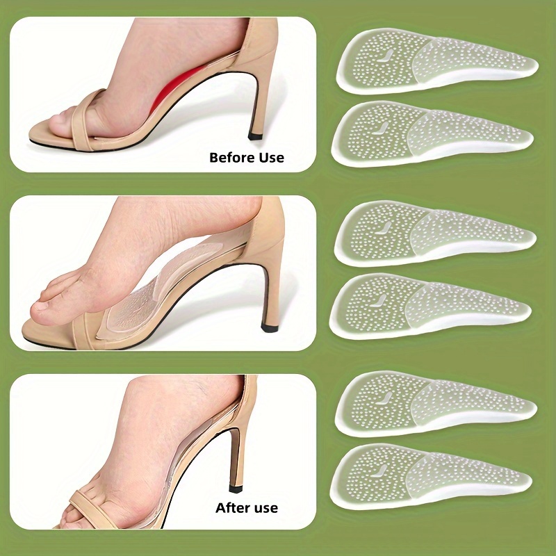 

3pairs Silicone Gel Arch Support Insoles, Transparent Foot Cushions For High Heels, Comfortable Self-adhesive Foot Pads