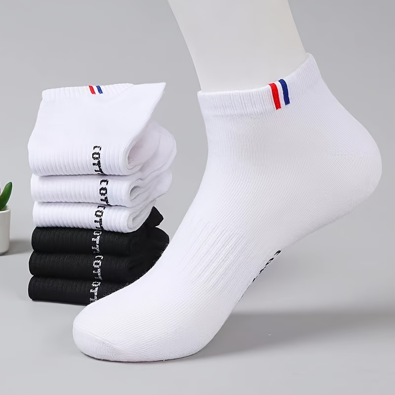 

5 Pairs Of Men's Simple Solid Color Cotton Sweat Absorption Low Cut Socks, Comfy & Breathable, Elastic Sport Socks For Men's Outdoor Activities