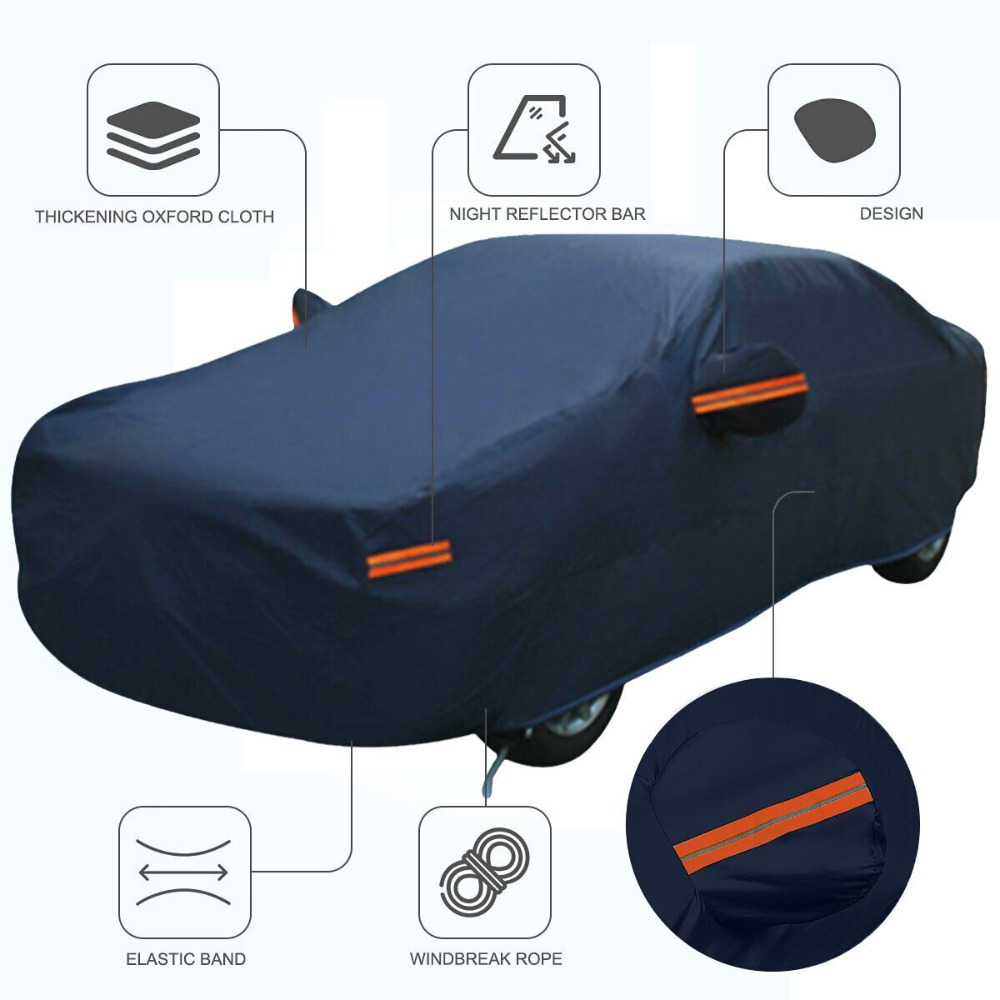 

1pc Universal Waterproof Car Cover, All Weather Snowproof Uv Protection Windproof Outdoor Full Car Cover