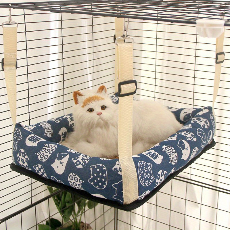 

1pc Pet Hammock For Summer, Woven Rattan Cat Swing Bed With Adjustable Straps, Cooling Cat Nest For Cage, Hanging Pet Bed For Cats And Rabbits