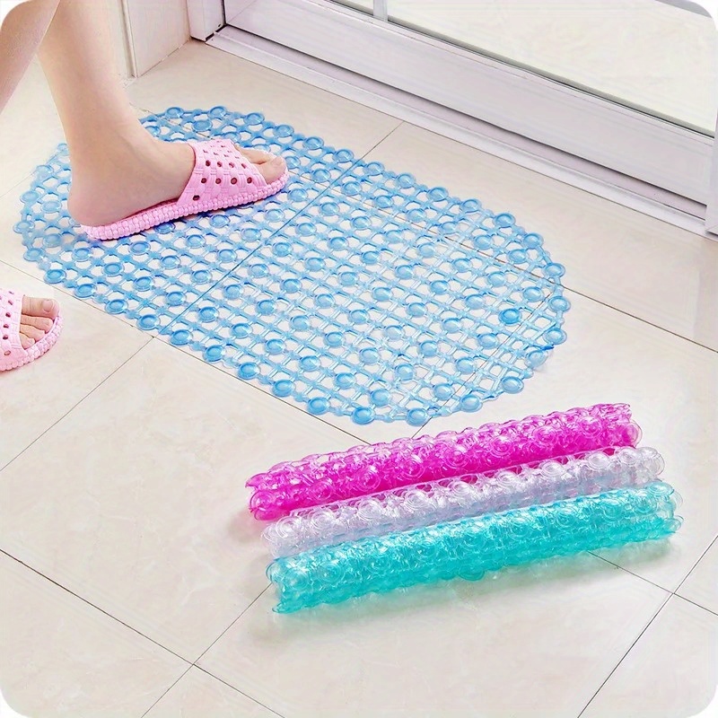 

1pc Bathroom Anti-skid Mat, Bathroom Shower Floor Mat, Bathtub Shower Room Mat, Bathroom Foot Mat With Suction Cup, Pvc Bathroom Mat