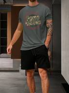 plus size fashion casual 2pcs outfits mens pune name graphic print t shirt shorts set for summer