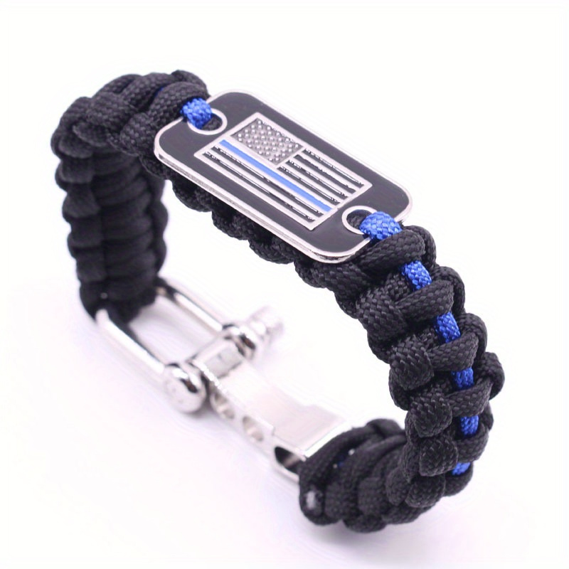 Simple Design Paracord Rope Men's Survival Bracelet Black - Temu