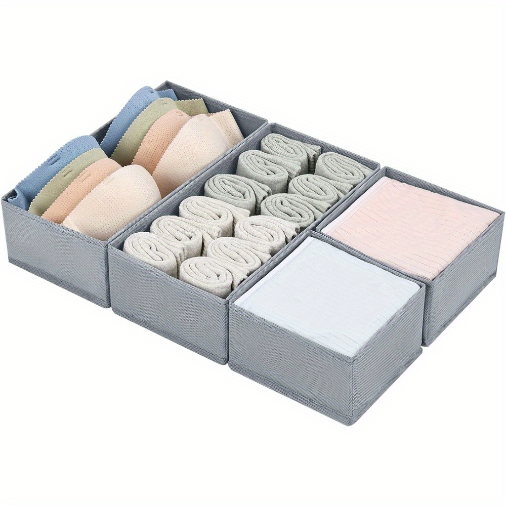 

4pcs/set Underwear Drawer Storage Box, Folding Panties Storage Drawer Divider Basket For Bras, Socks, Belts, Household Space Saving Organizer Of , Closet, Bedroom, Home, Dorm