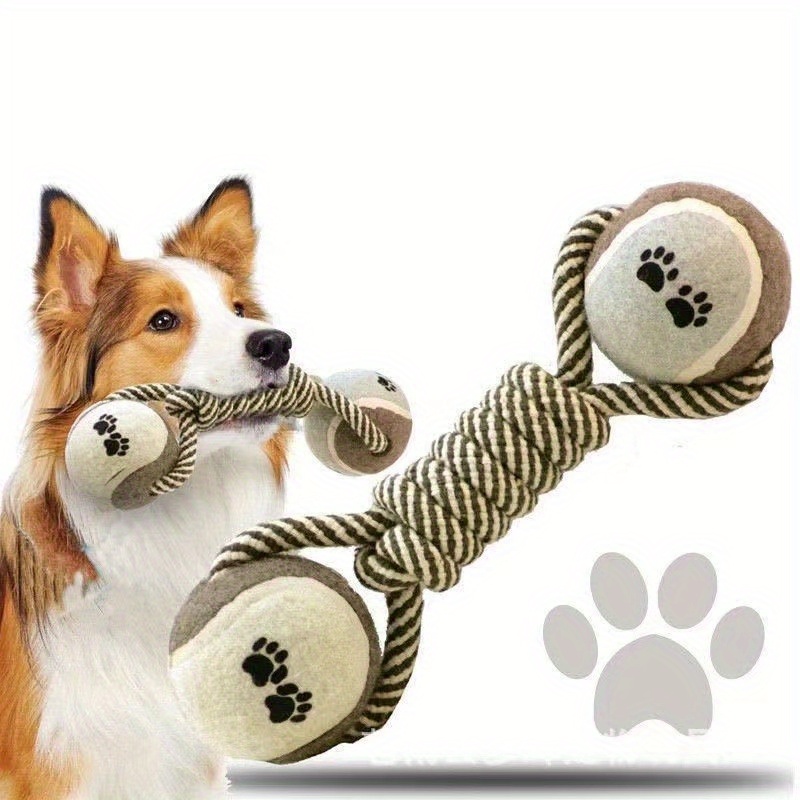 

1pc Teeth Cleaning Braided Rope Knot Pet Toy With Ball, Dog Chew Durable Toy For Cat And Dog Teeth Cleaning Supply