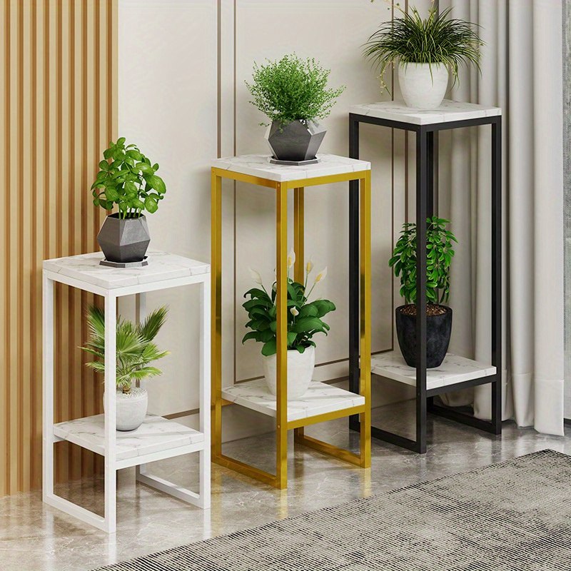 

1pc Plant Stand 2 Tier Indoor Metal Flower Shelf For Multiple Plants, Corner Tall Flower Holders For Patio Garden Living Room Balcony Bedroom