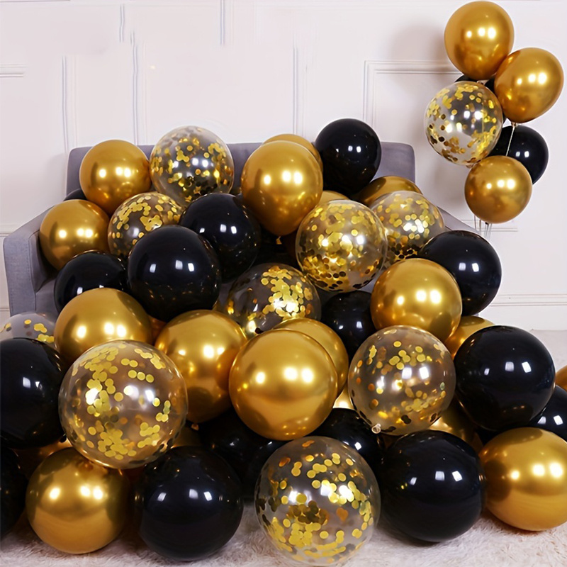 

40pcs, Black Golden Confetti Latex Balloons, Wedding Decor, Birthday Party Decor, Anniversary Decor, Graduation Decor, Holiday Decor, Mother's Day Decor, Indoor Outdoor Decor, Home Decor, Room Decor