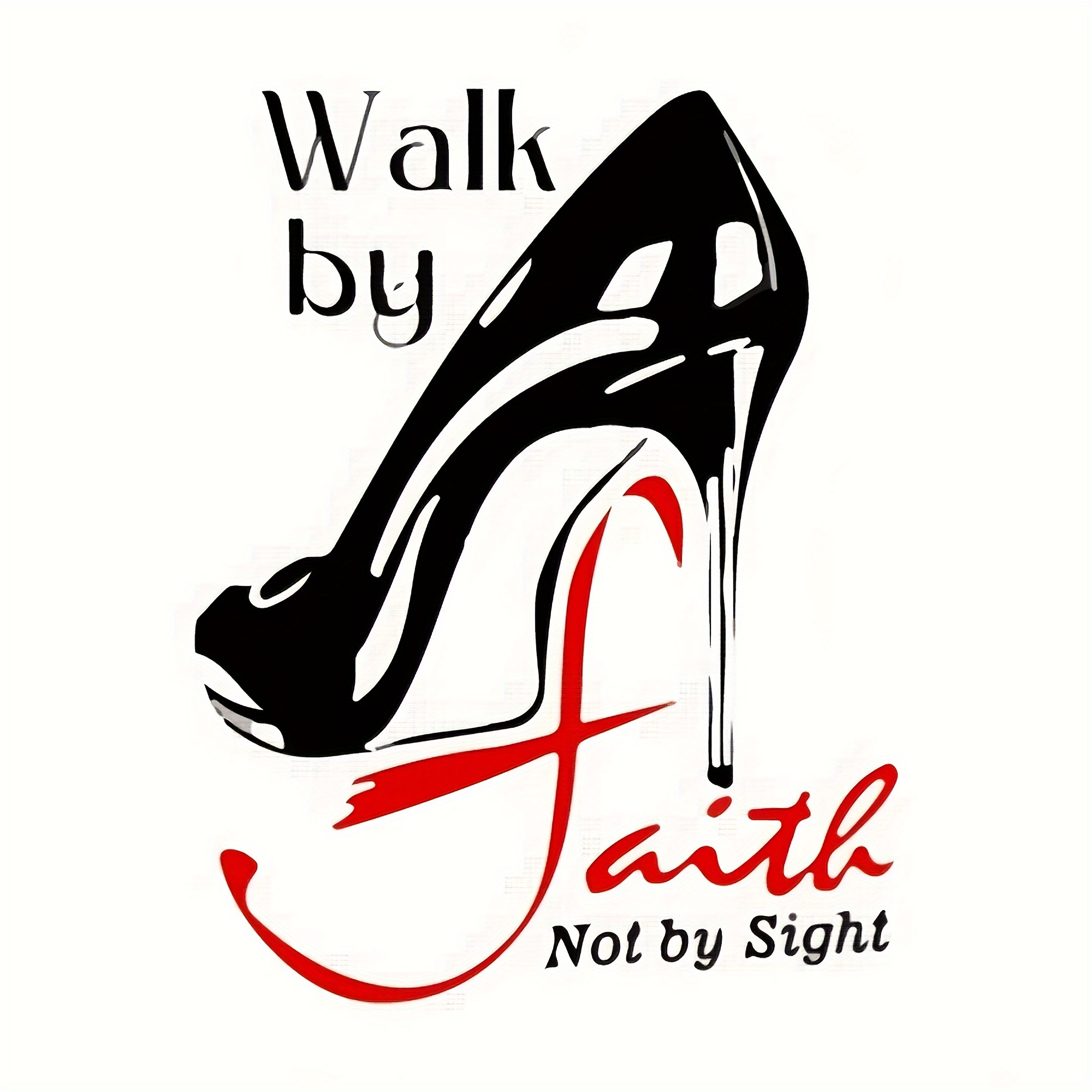 

1pc "walk " High Heel Iron-on Heat Transfer Decal - Polyester, Inspirational Design For Diy T-shirts, Jeans, Masks, Backpacks