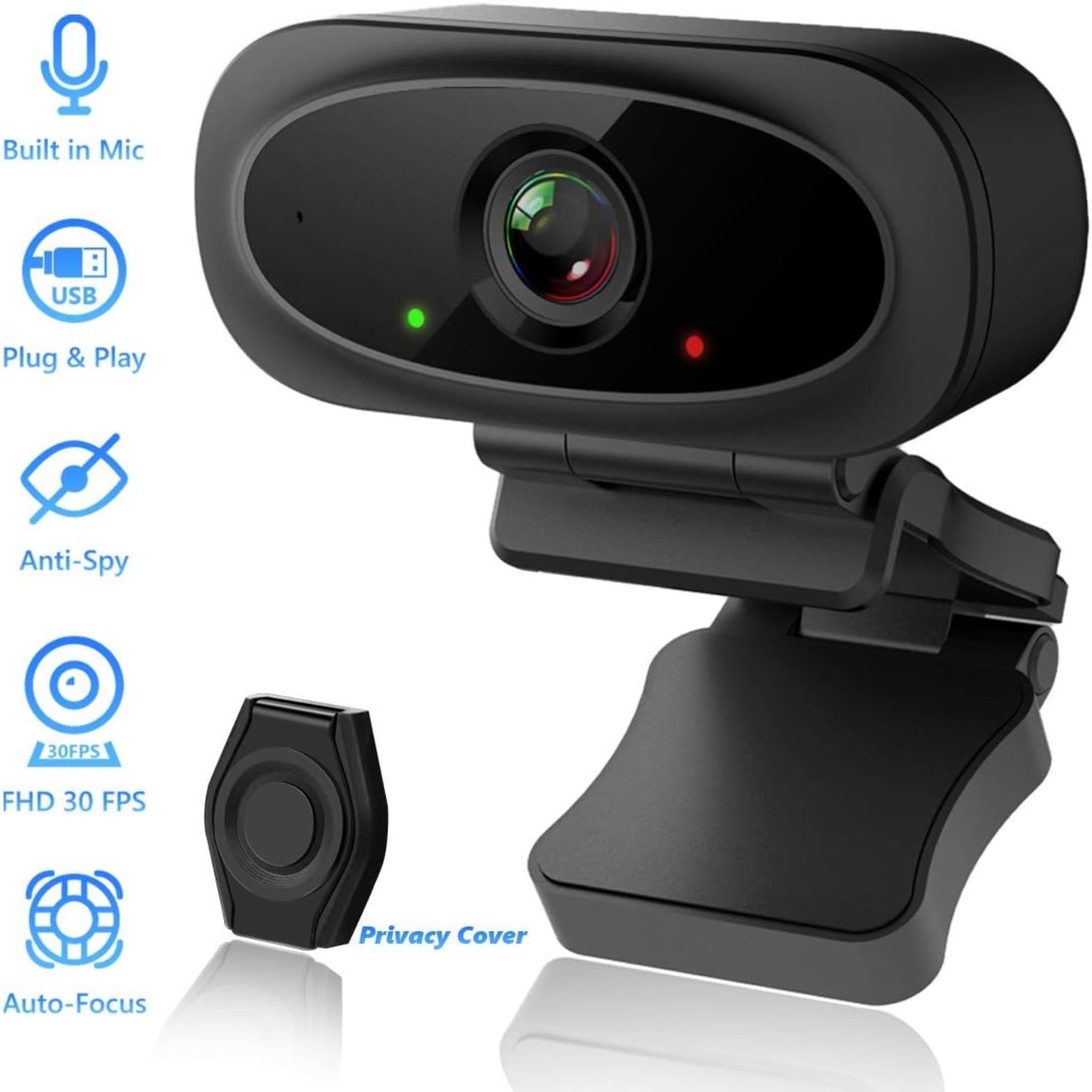 Temu - Webcam, Full HD 1080p/30fps Web Camera With Microphones amp Privacy Cover, 95-degree Wide Angle Lens amp Auto Low Lig