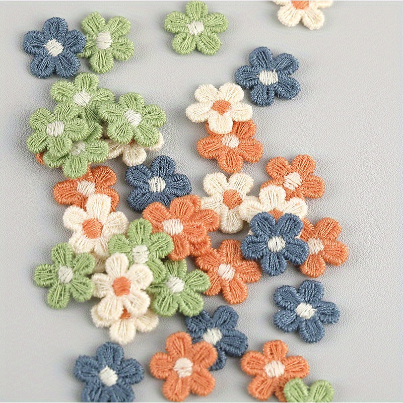 

20pcs Mini 5 Petals Small Flower Embroidery Cloth Stickers, Cute And Practical, Suitable For Diy Clothing, Hair Clips, Headwear, Accessories, Shoes And Hats And Other Clothing Accessories