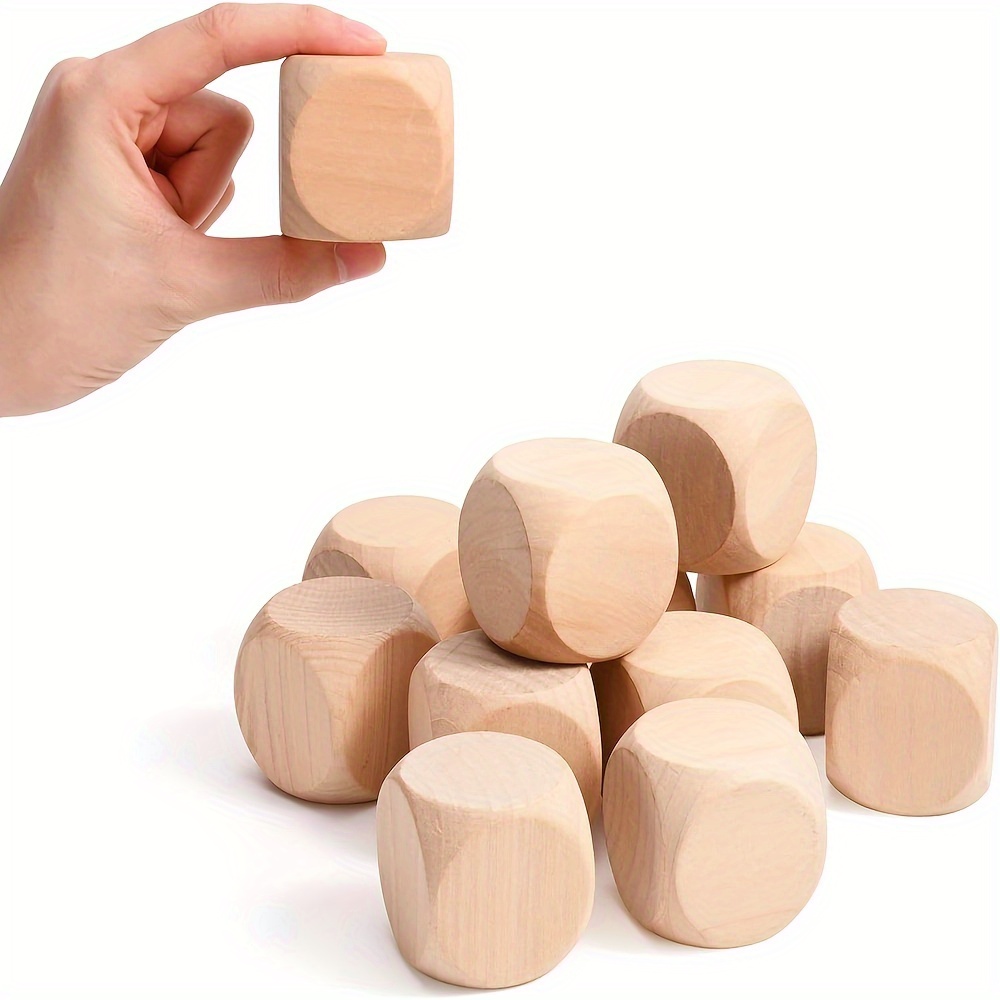 

10pcs 20mm Blank Wooden Engraved Squares 6-sided Cube Round Corner Diy Creative Jewelry Making Handmade Crafts Decorative Accessories