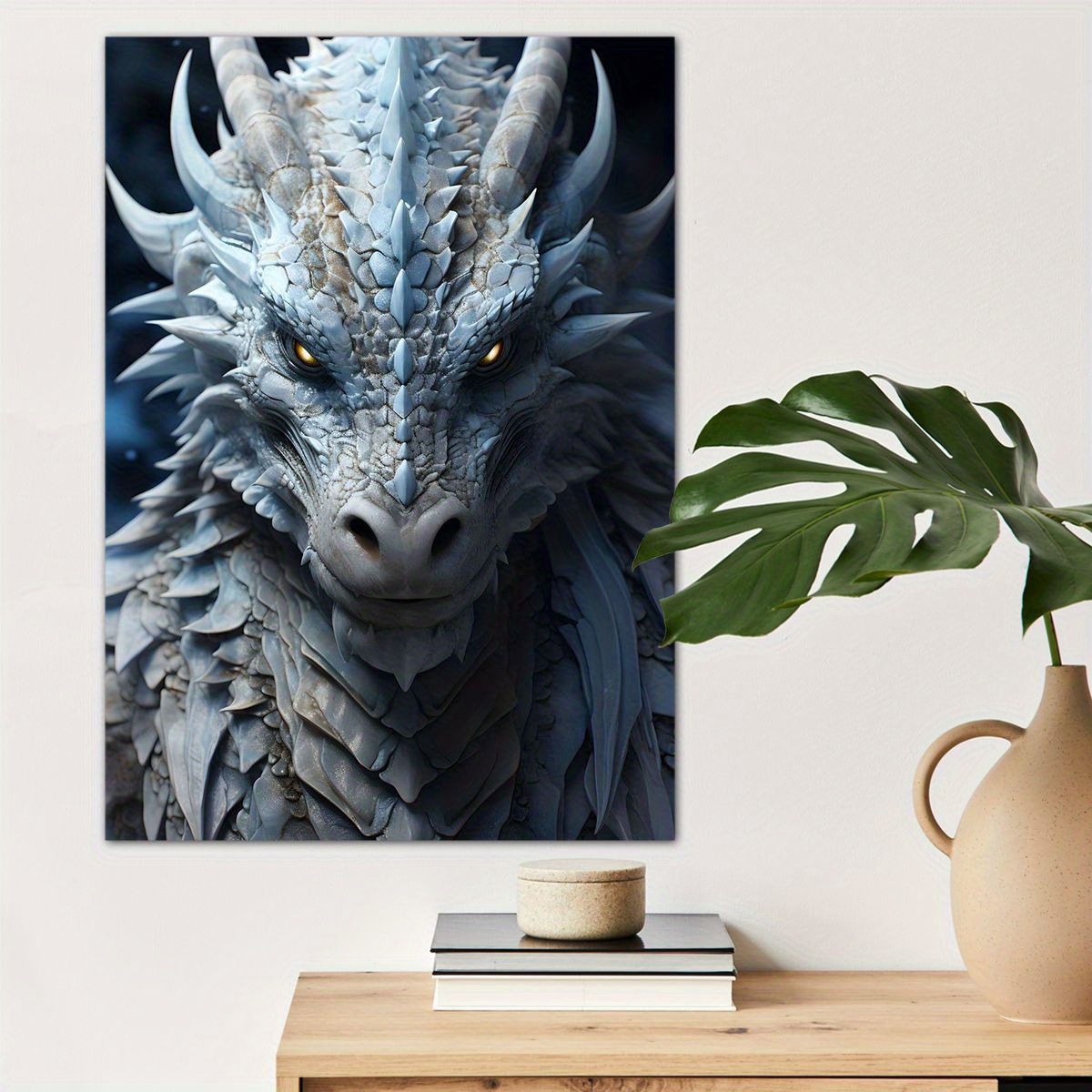 

1pc 3d Effect Fierce Blue Canvas Wall Art For Home Decor, Animal Lovers Poster Wall Decor High Quality Canvas Prints For Living Room Bedroom Kitchen Office Cafe Decor, Perfect Gift And Decoration