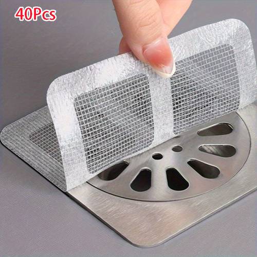 item picture 20pcs 40pcs drain strainer cover for hair stopper disposable shower drain hair catcher disposable hair catchers for shower floor sink strainer filter mesh stickers hair stopper for bathroom bathtub bathroom accessories