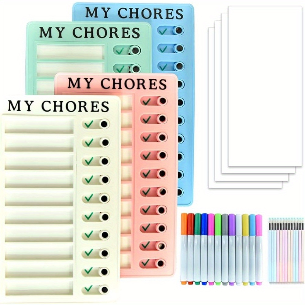 

4pcs Chore Chart Checklist Board With 8 Detachable Cardstock For Daily Routine Chart, Schedule Board For Home Routine Planning Daily List