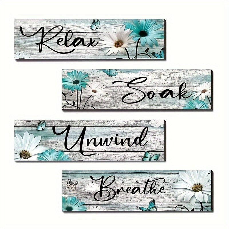 

Rustic Farmhouse Bathroom - Soak & Breathe Wooden Decor, With Double-sided Tape, Home Spa & Laundry, Unique Holiday Gift Idea, Wall Decoration, , Wooden, Farmhouse, Spa